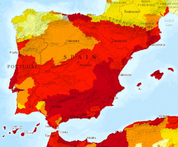 países con mayor estrés hídrico_España