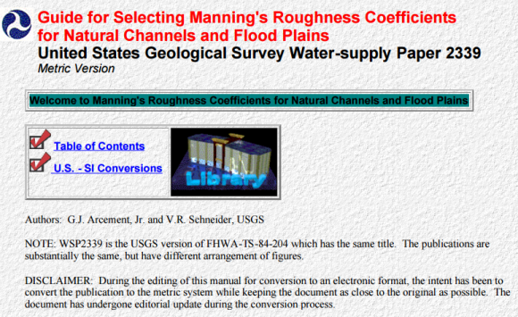 seleccionar el coeficiente de rugosidad de Manning en cauces naturales_fhwa